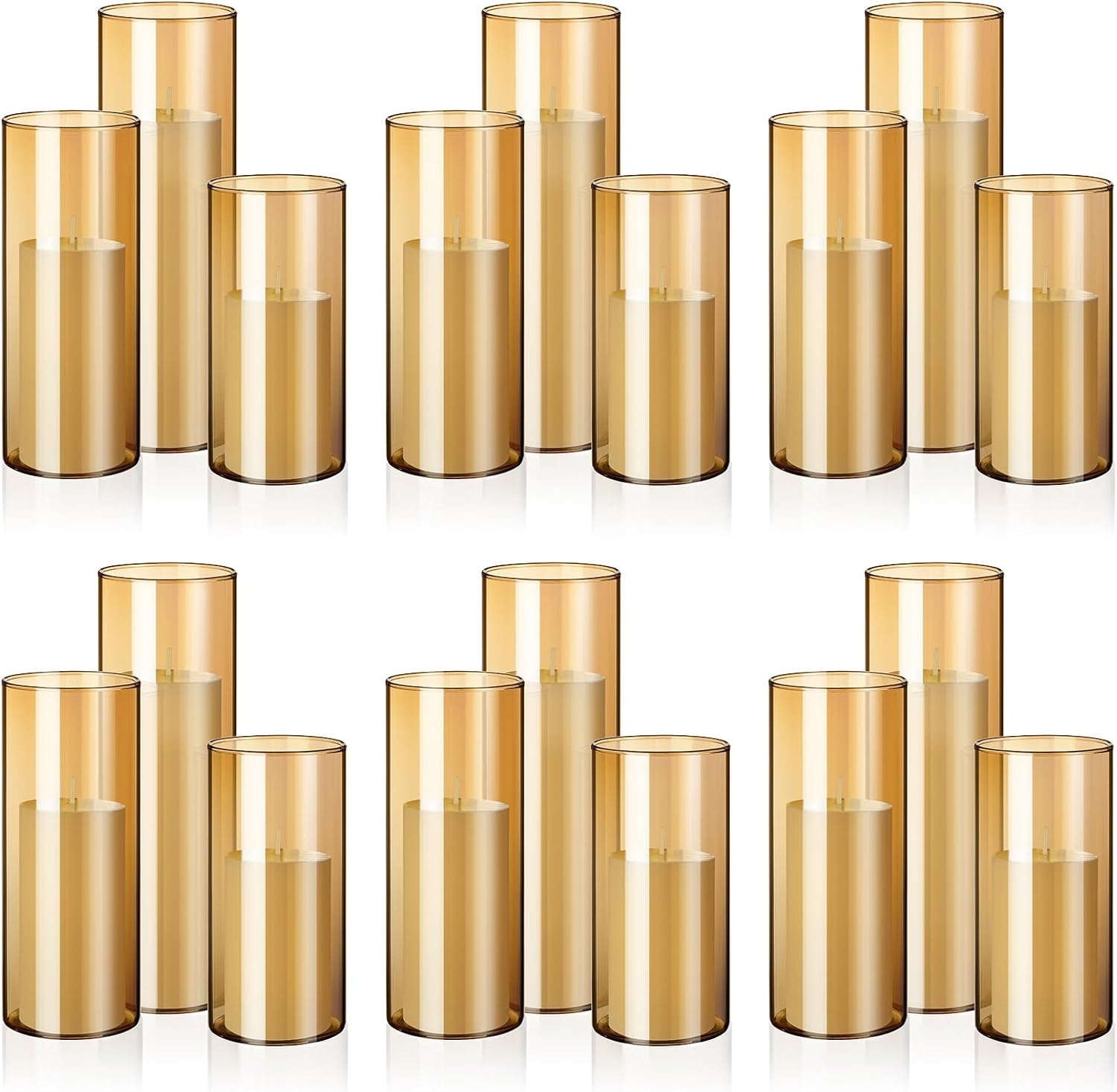 Shihanee 36 Pcs Pillar Candles and Glass Vases Set 1