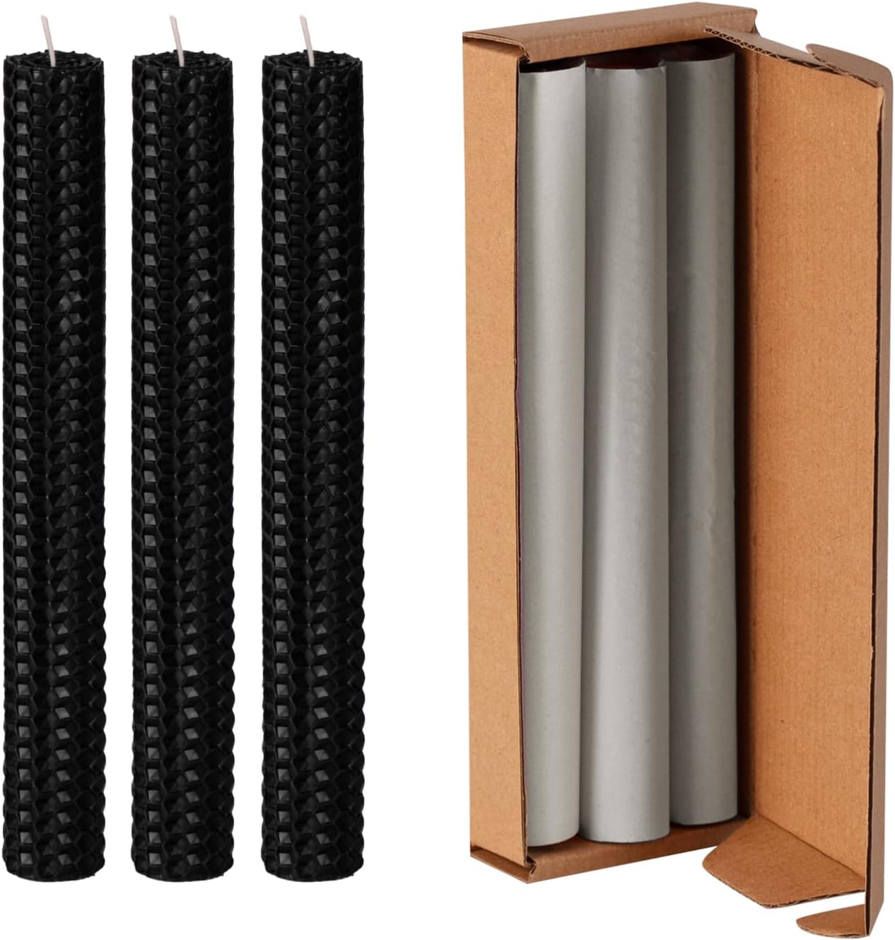 KONNI Black Beeswax Taper Candles Pack of 3