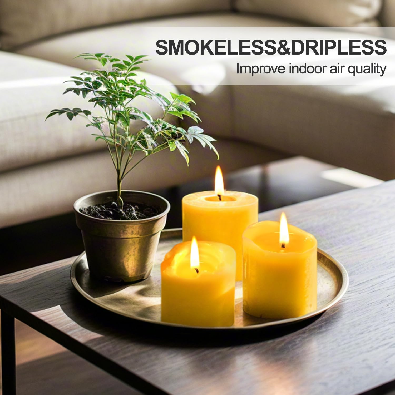 Furnizone Beeswax Pillar Candles 2 Pack 3x3in Unscented