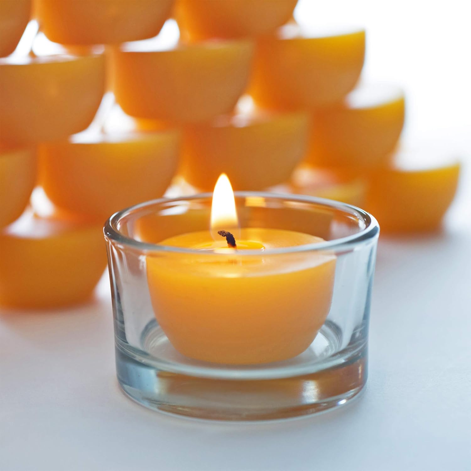 Serenibee Beeswax Tea Light Candles with Reusable Holder and Cotton Bag Set