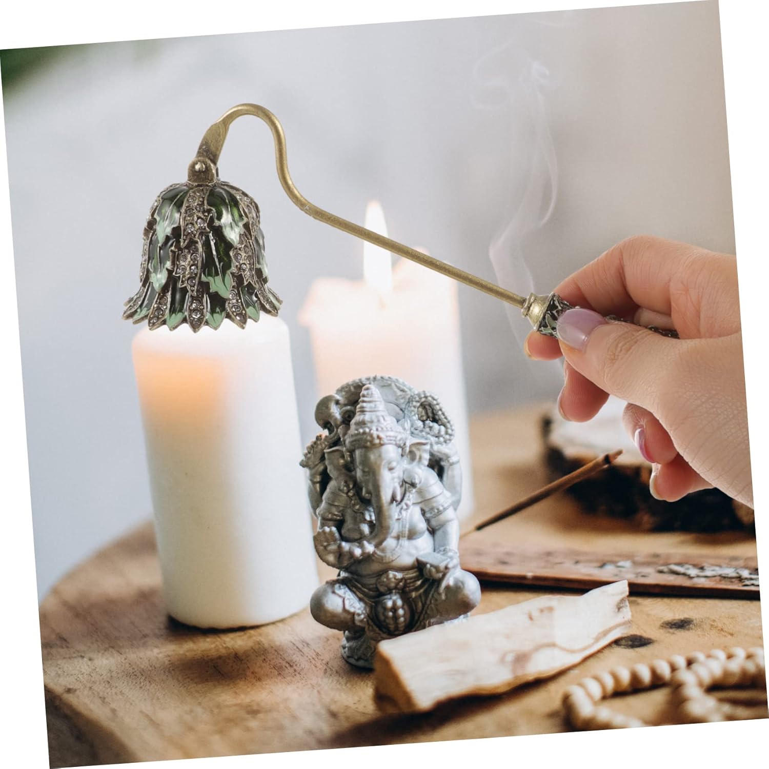 Candle Snuffer Tool with Long Handle Metal Design