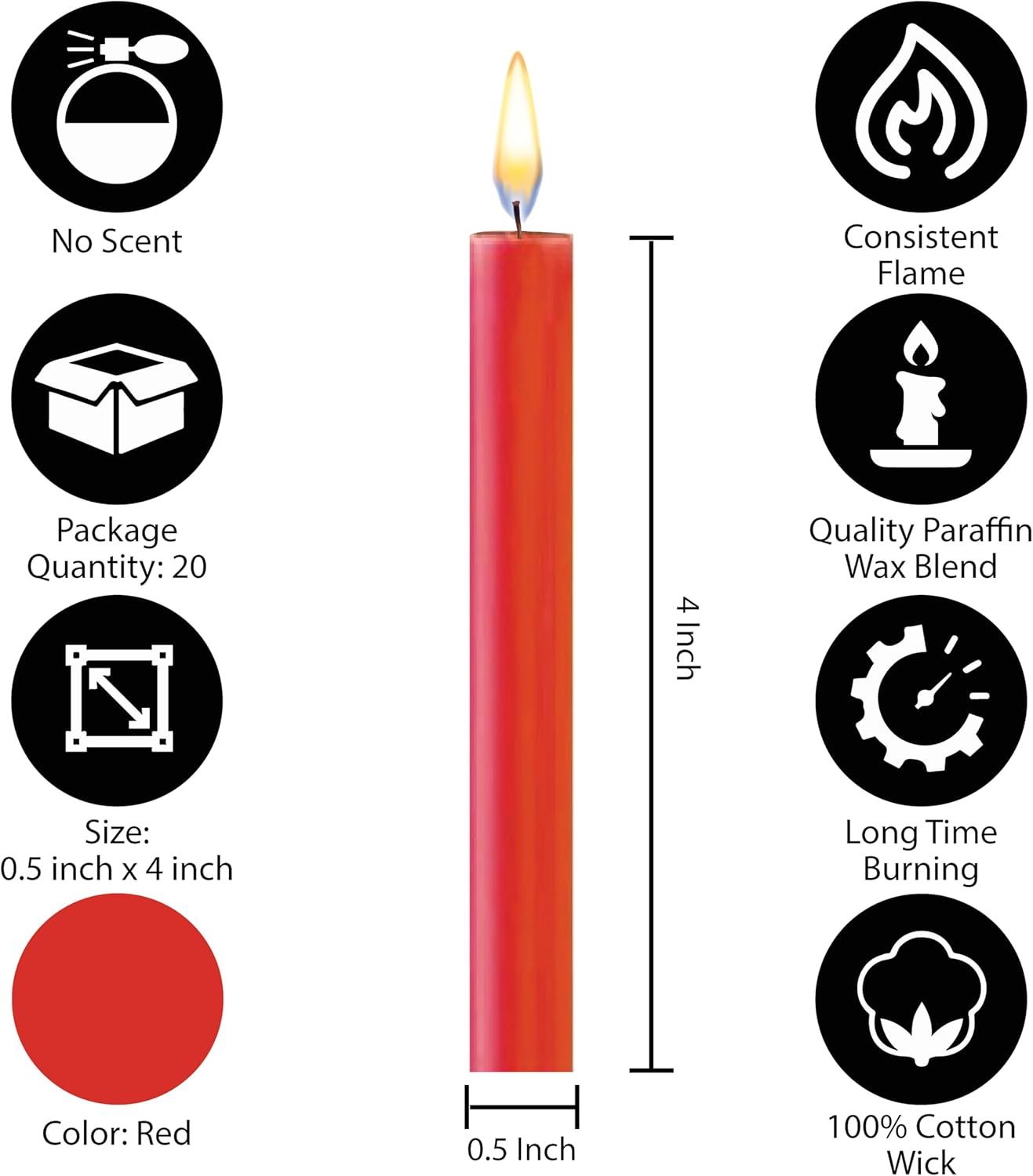 Dinil Set of 20 Red Spell Chime Candles