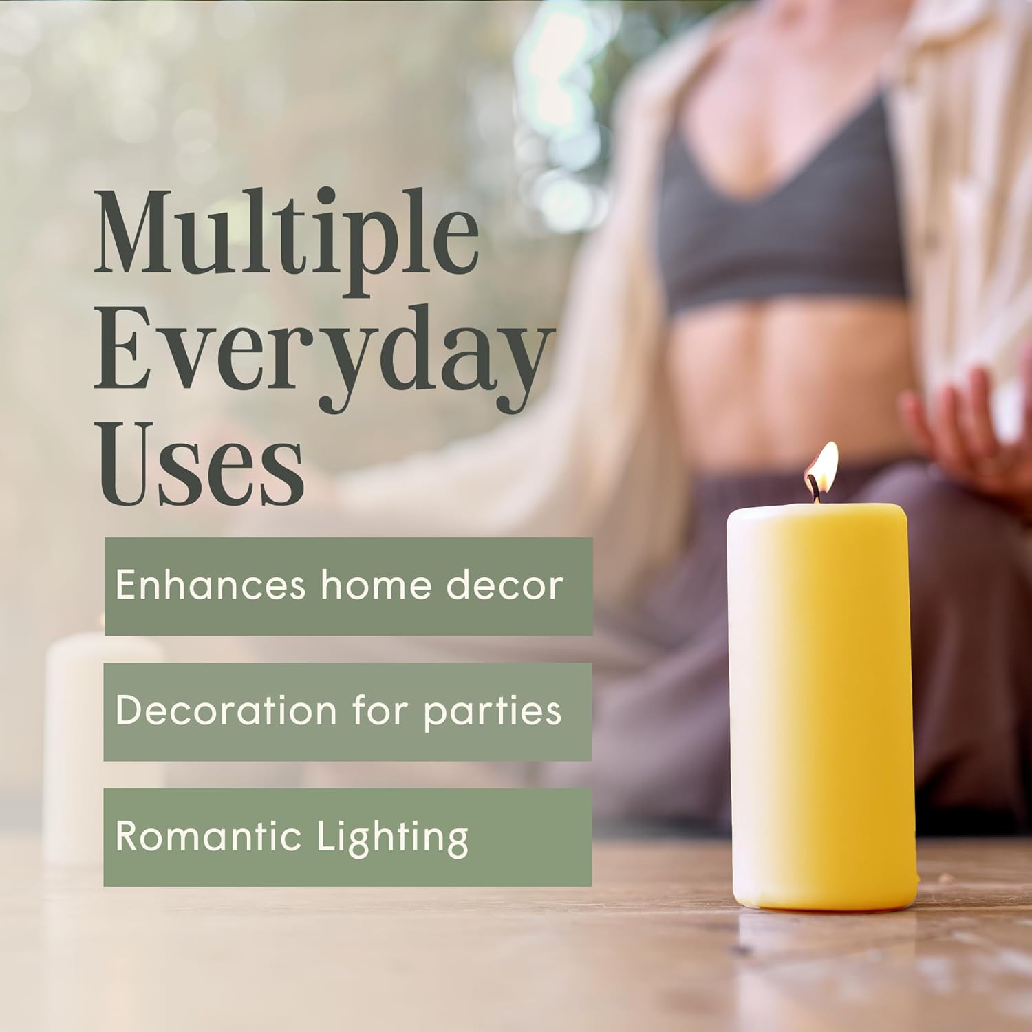 3 x 6 Yellow Pillar Candles Set of 3 Unscented