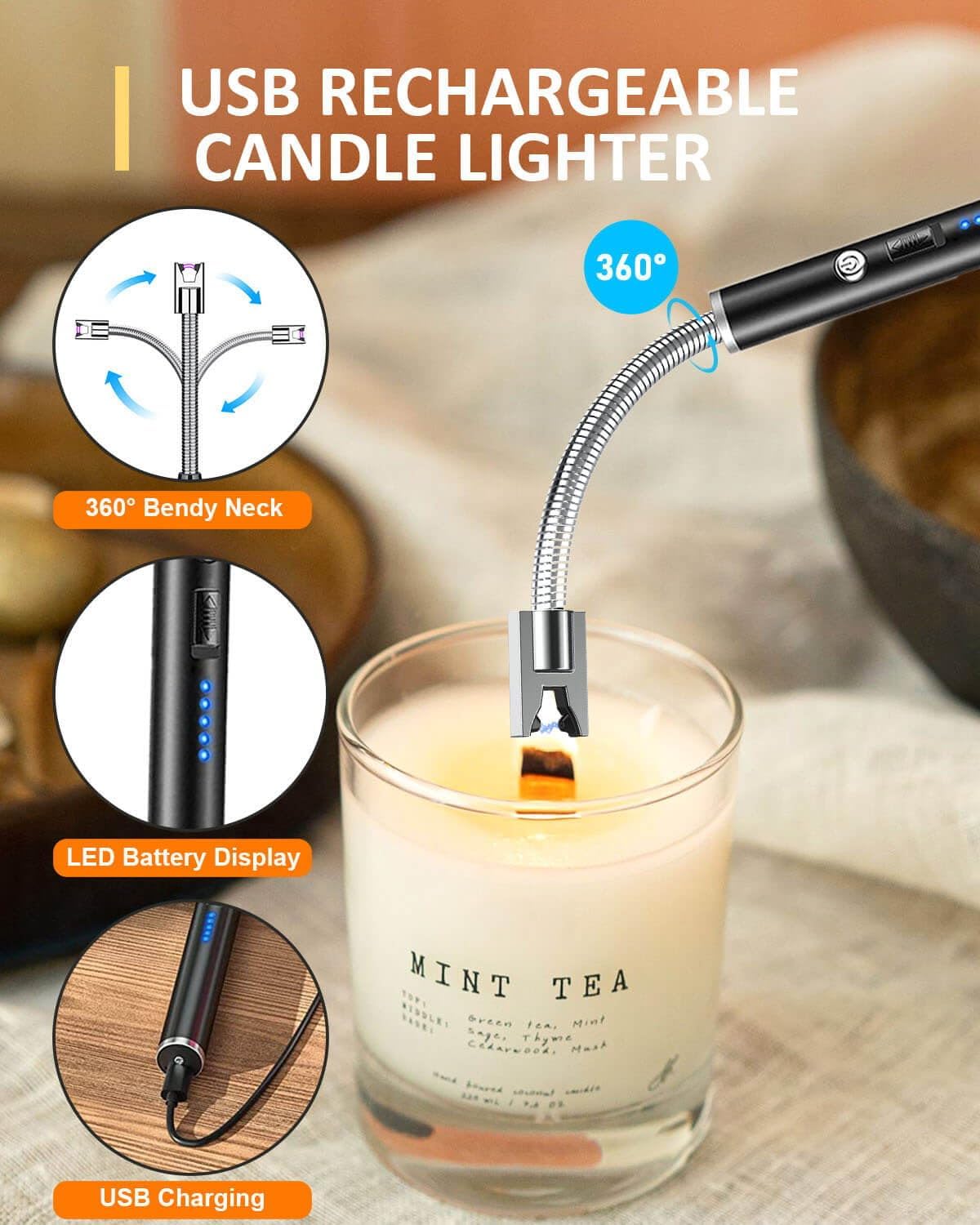 Black 5 in 1 Candle Care Kit Set