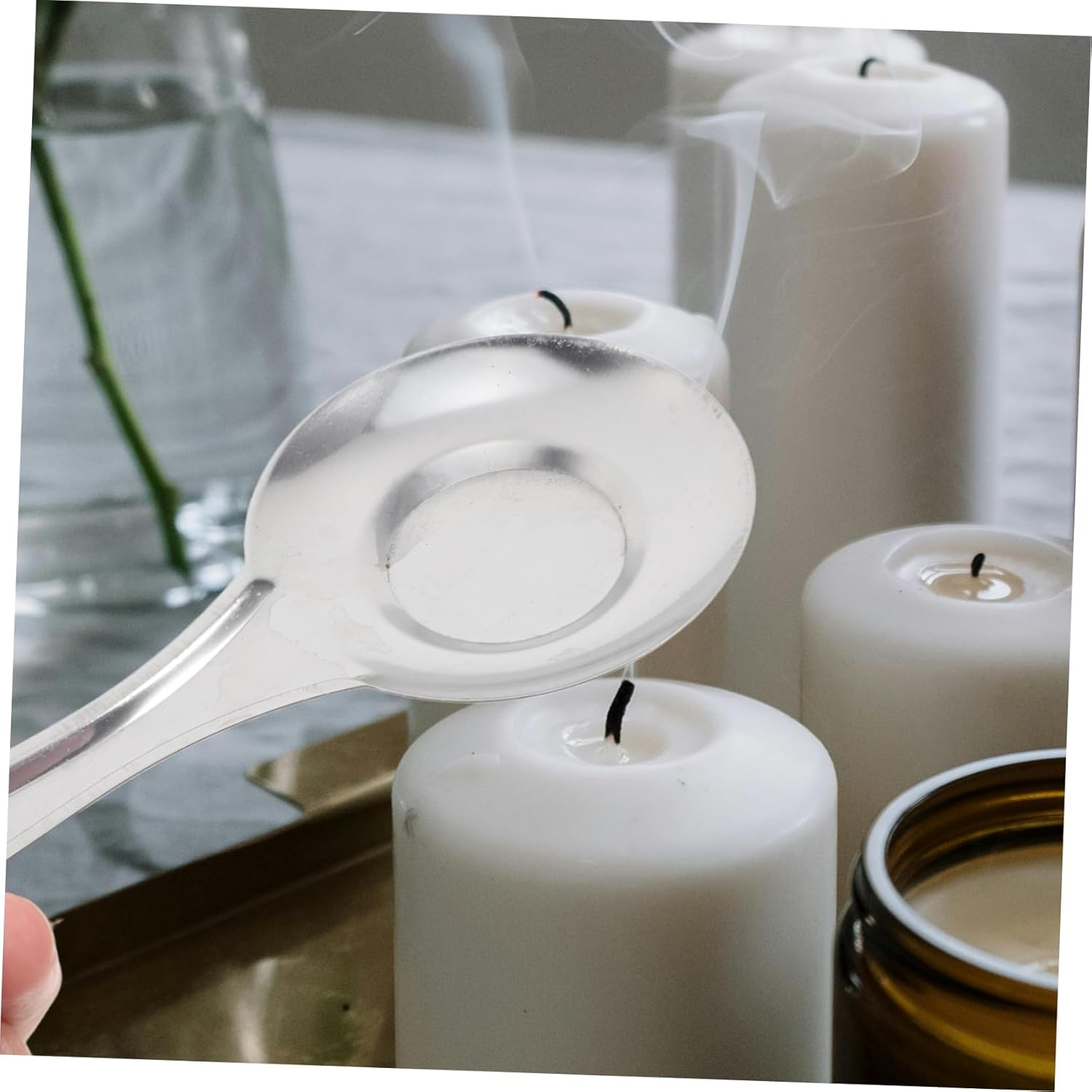 VOSAREA 5pcs Stainless Steel Candle Snuffer Set with Long Handle