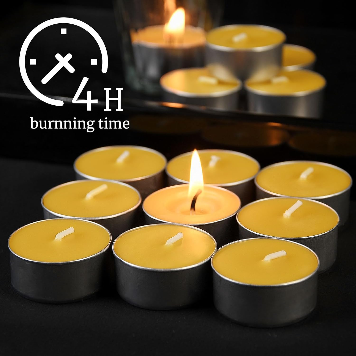 32 Pack Pure Beeswax Tealight Candles