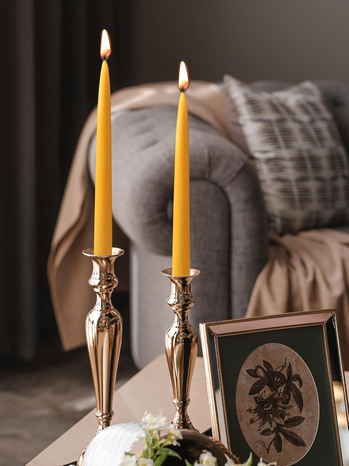 10 Inch Beeswax Taper Candles 6 Pack Natural Smokeless