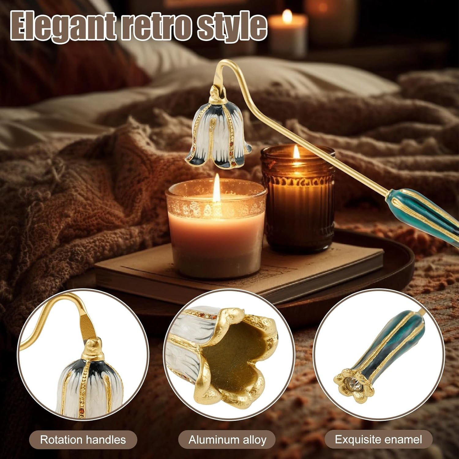 Retro Metal Candle Snuffer with Handle for Safe Flame Extinguishing