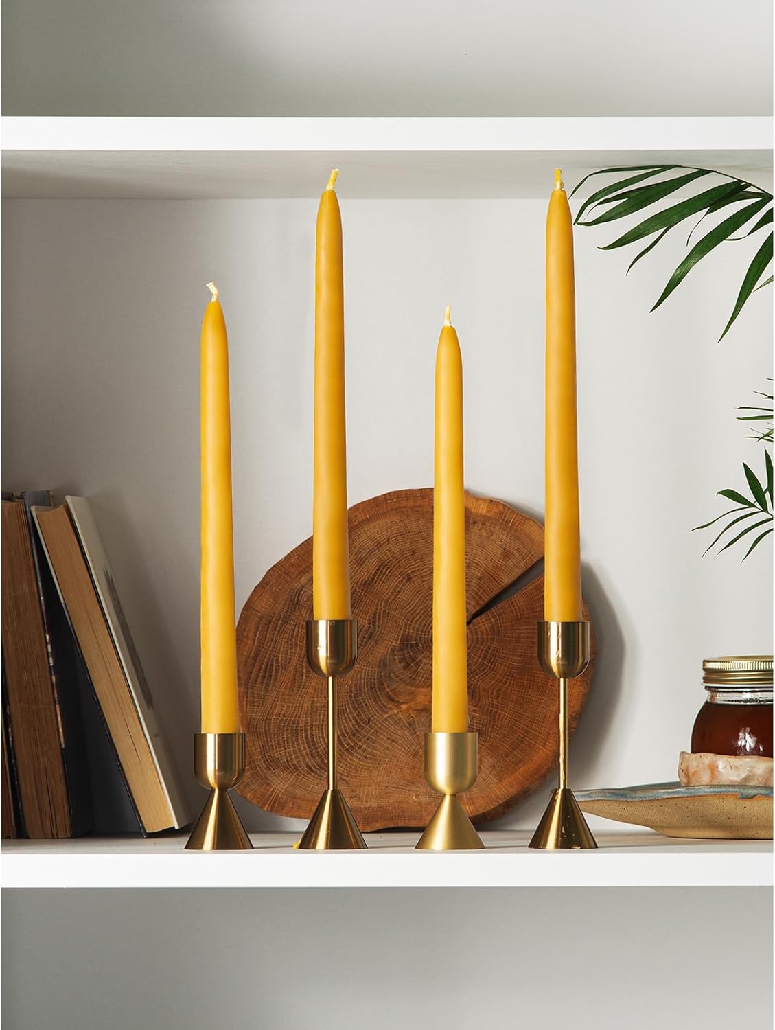 CANDWAX 10 Inch Beeswax Candle Set of 4 - Dripless
