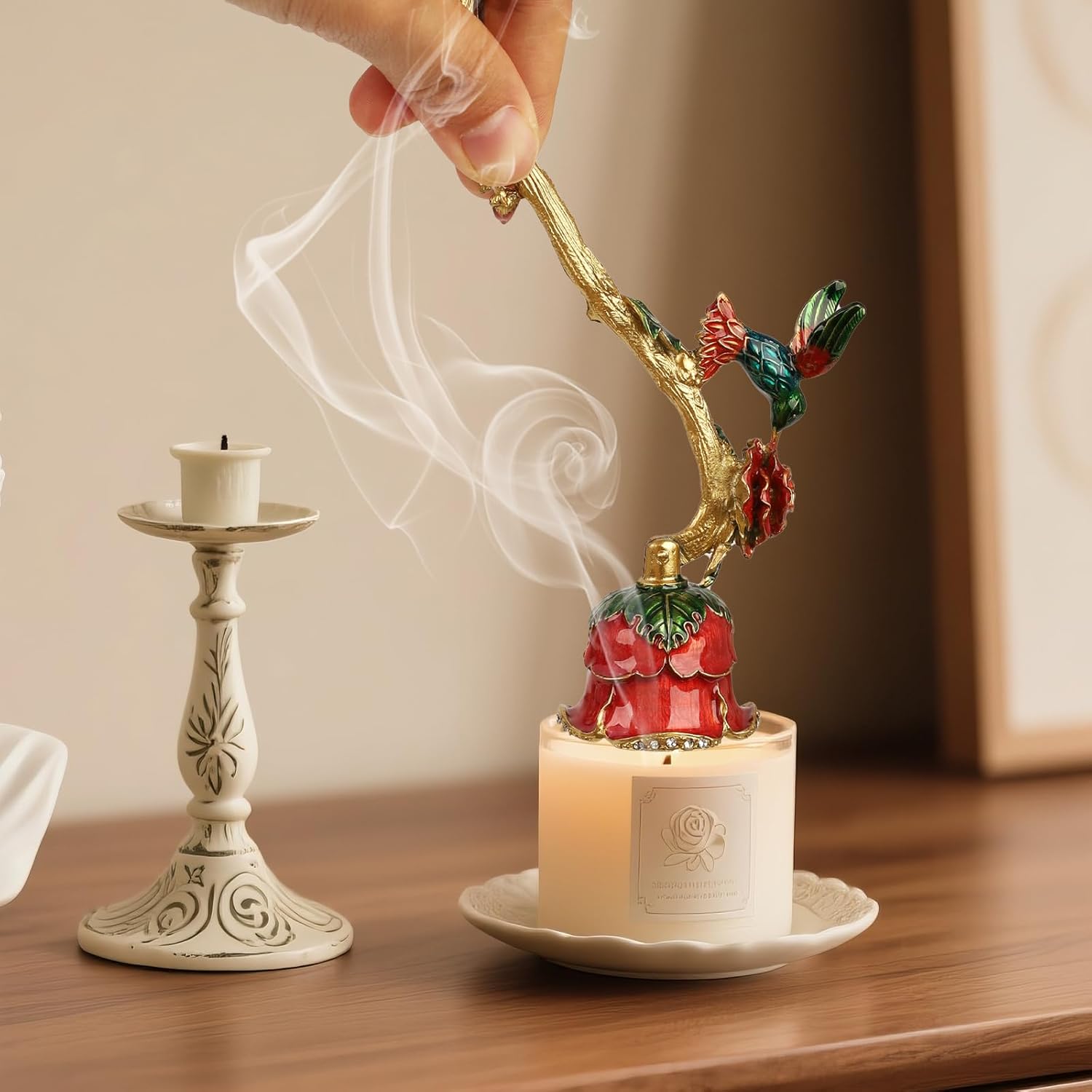 Elegant Royal-Style Candle Snuffer with Pearl Inlay