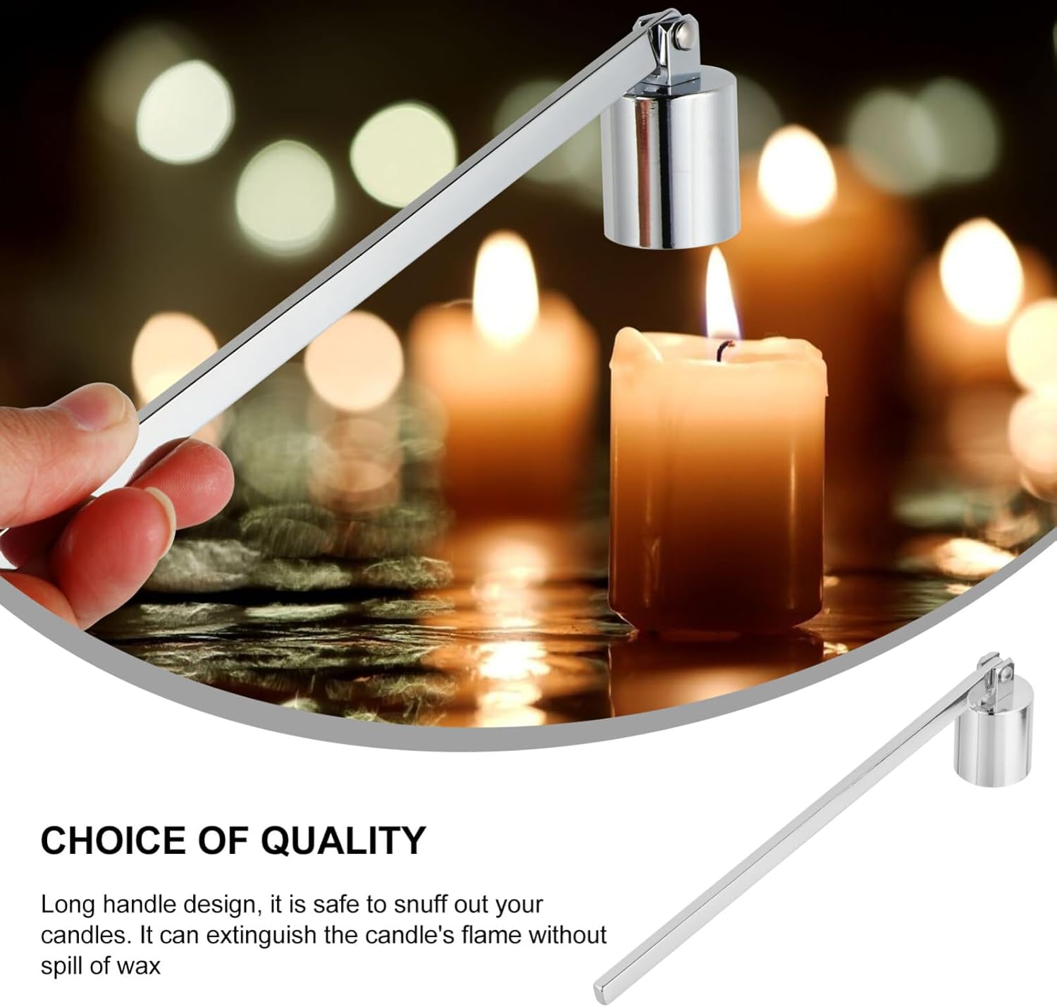 VOSAREA 1pc Candle Snuffer Stainless Steel Wick Extinguisher Tool