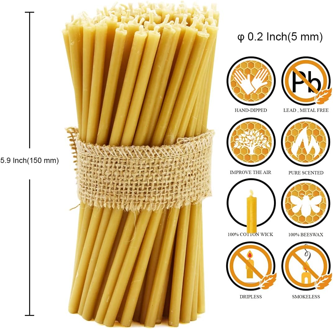 DEYBBY Beeswax Birthday Candles 50 Count Taper Candles