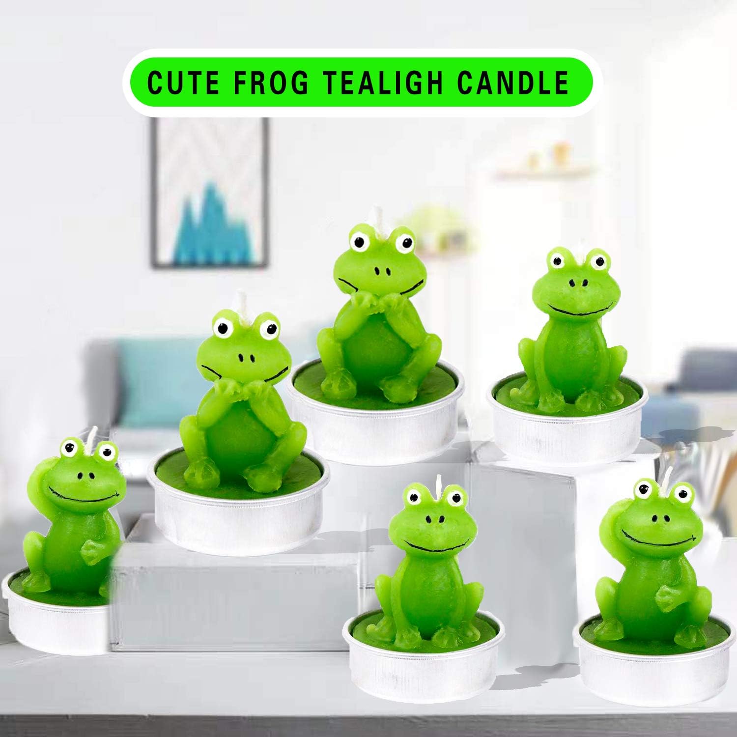 LONCESS Frog Tealight Candles 6 Pack Birthday Gift