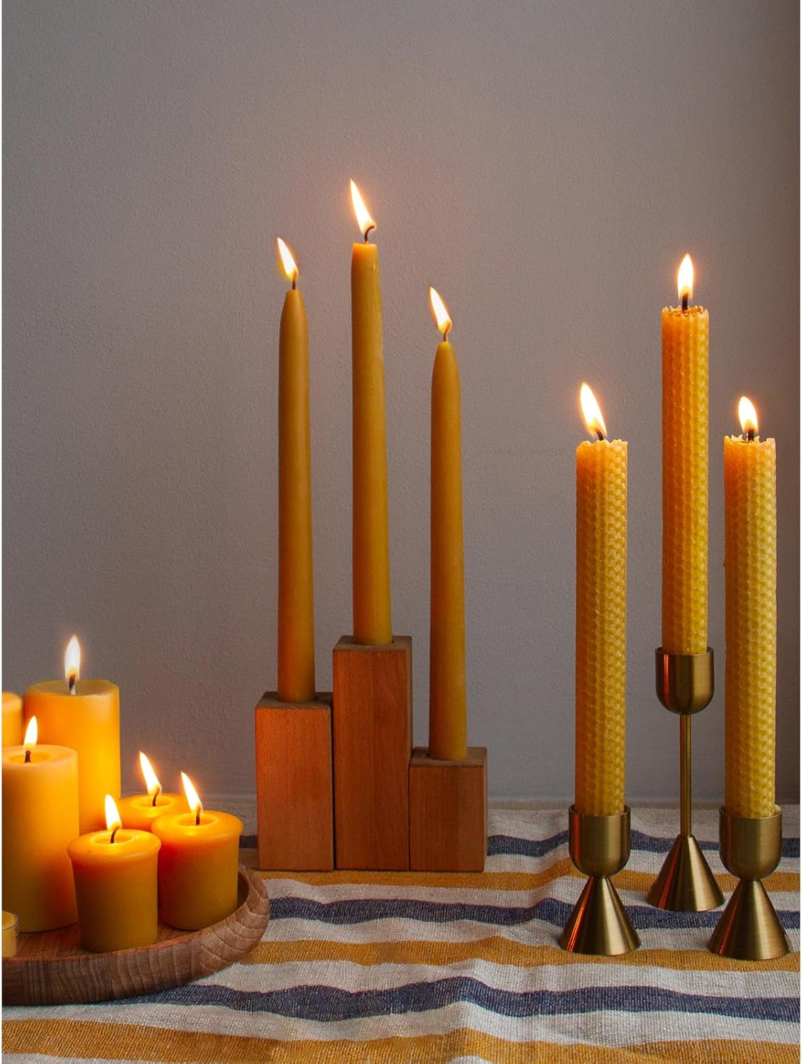 CANDWAX 10 Inch Beeswax Candle Set of 4 - Dripless
