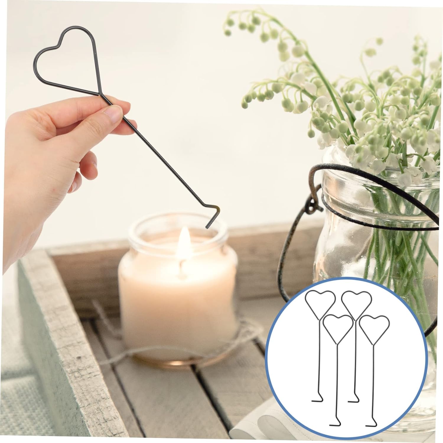 MAGICLULU 4pcs Heart Design Candle Wick Extinguishers