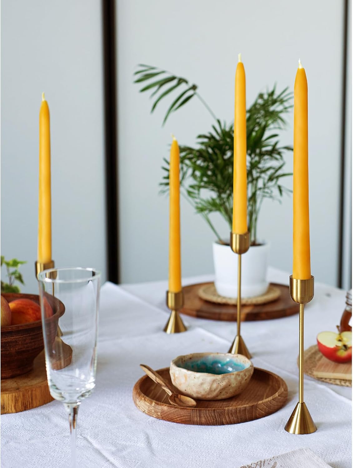 CANDWAX 10 Inch Beeswax Candle Set of 4 - Dripless