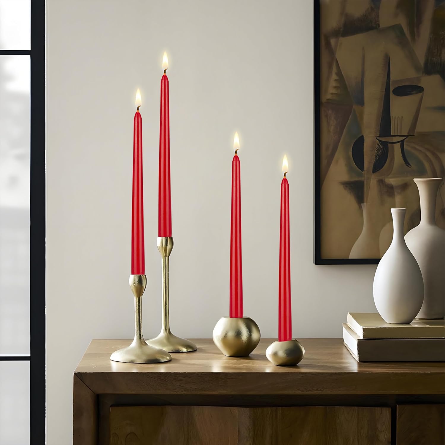 Mega Candles 12 Pack Unscented Red Taper Candles