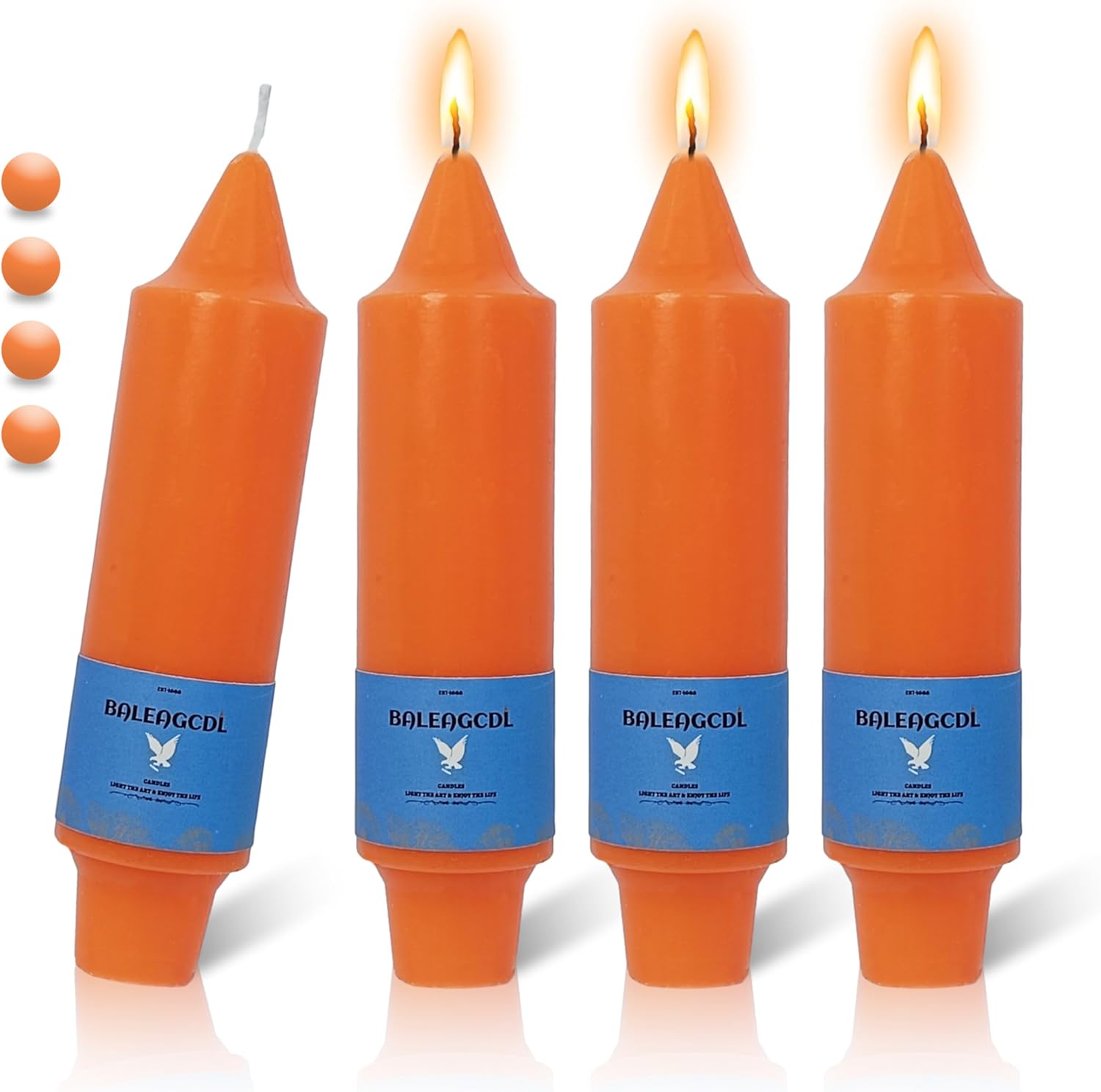 Flammul Handmade Orange Taper Candles Set of 4