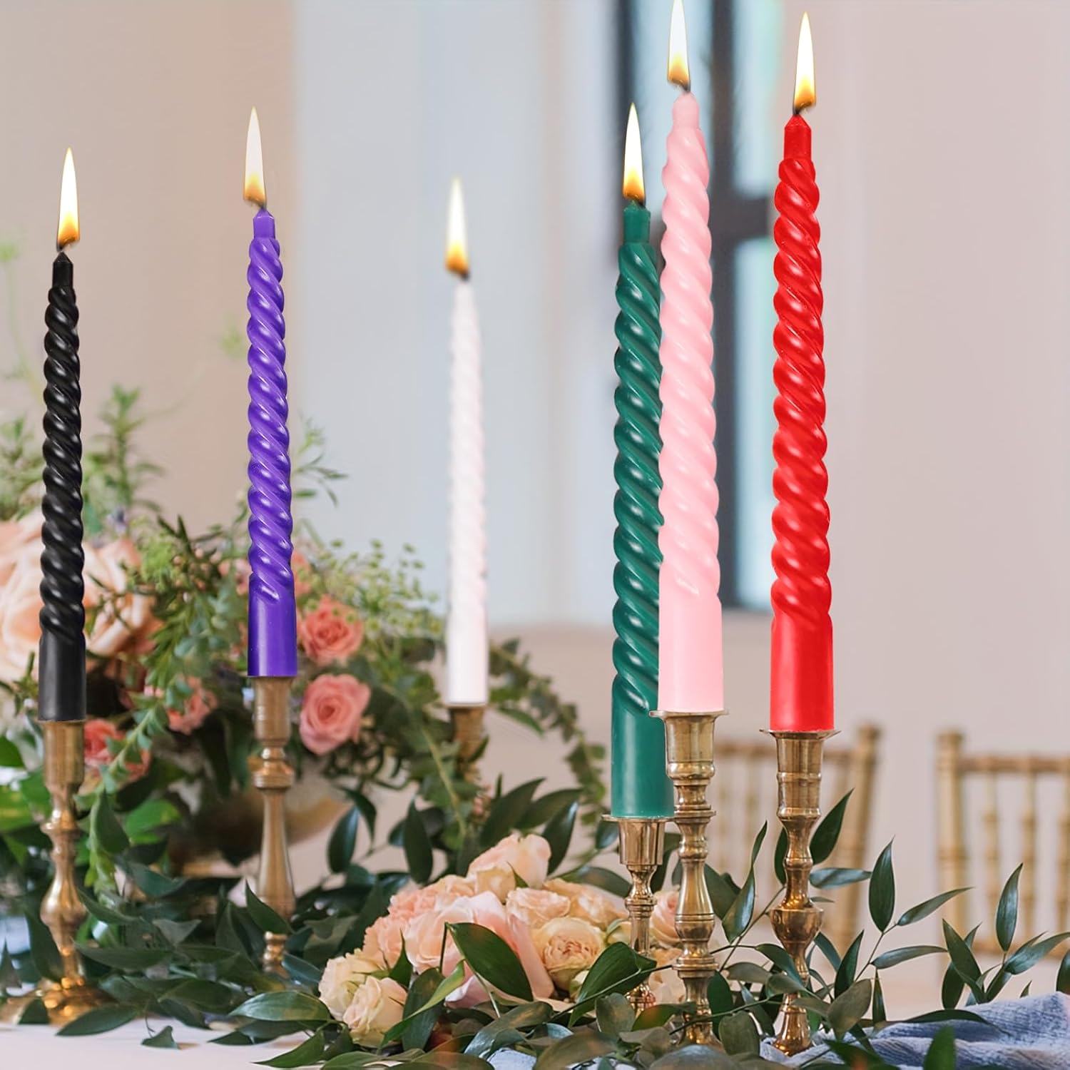 Red Taper Spiral Candles 8 Inch Set of 4