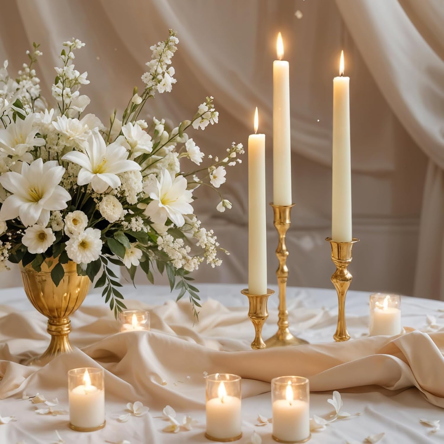 Natural Beeswax Taper Candles Pack of 4 8 Inch White 32 Hours Burn