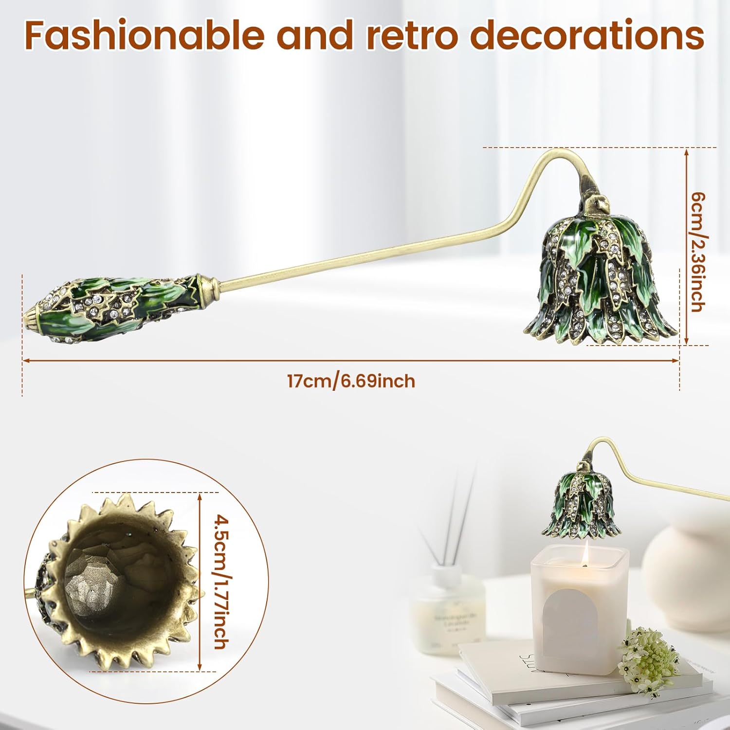 Retro Candle Snuffer with Long Handle and Flower Shape Design