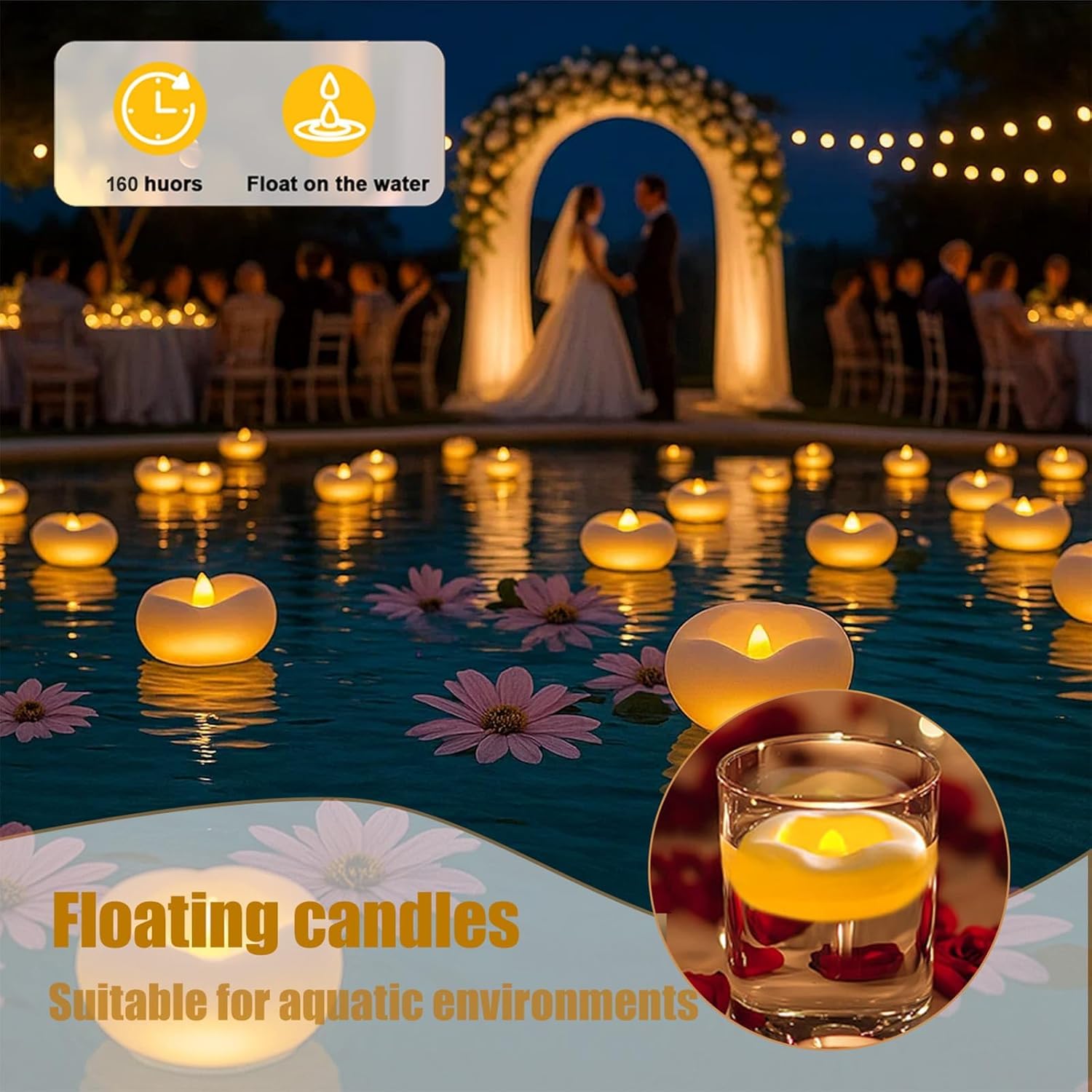 Eynshoo 12 Pack Floating Candles LED Tea Lights Waterproof