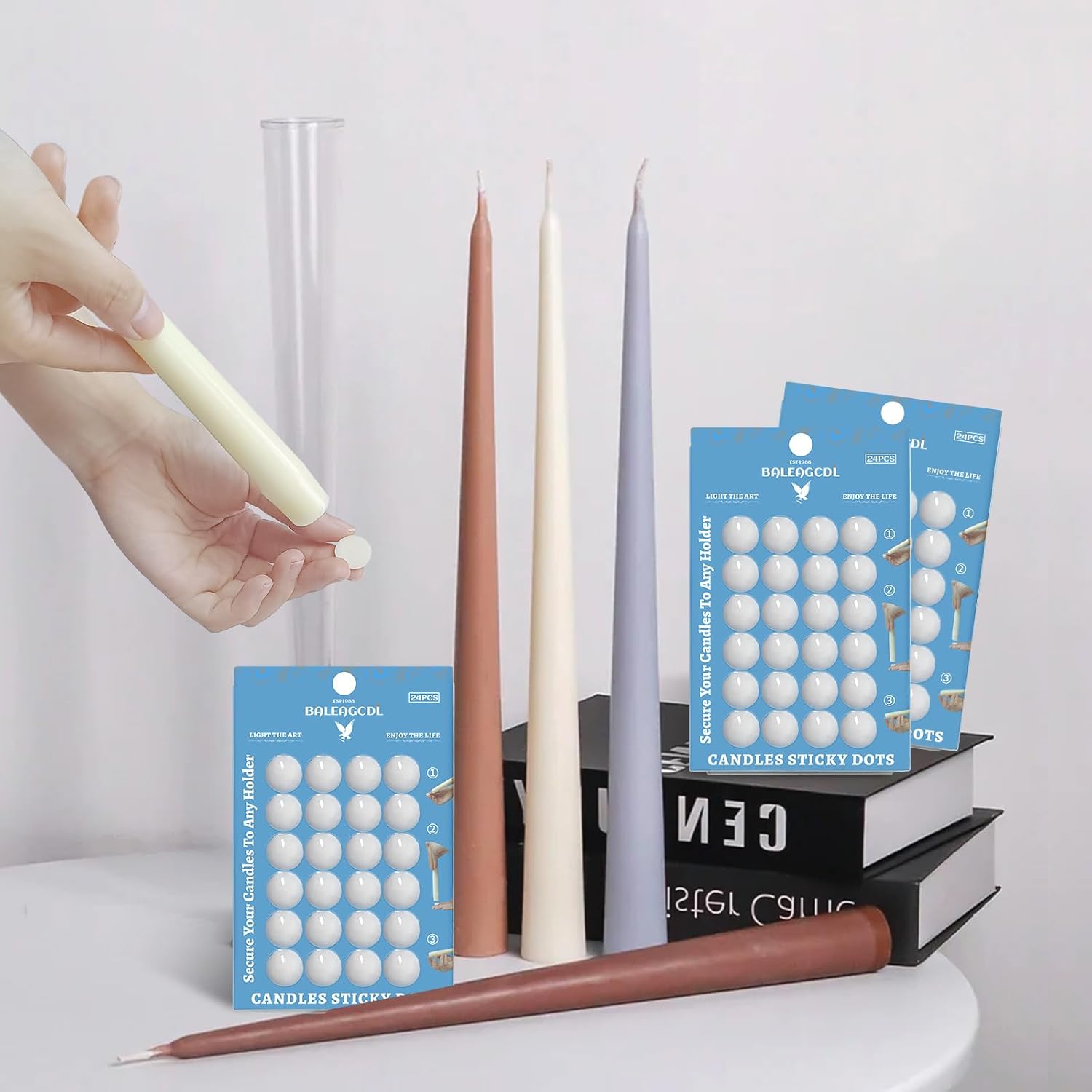 Taper Candles Sticky Dots - Secure Neat Holders 72 Pack