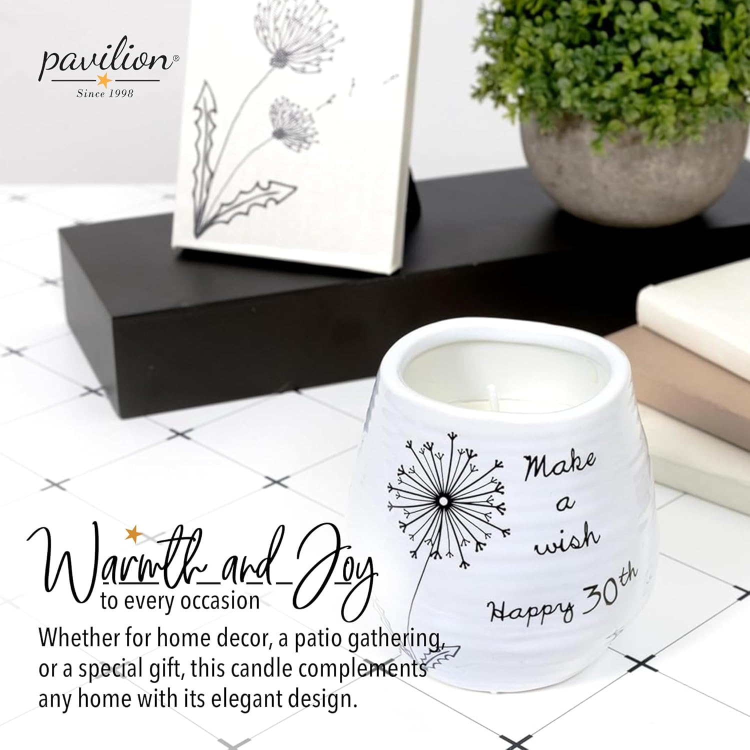 Pavilion 8 Oz Ceramic Candle Holder with Soy Wax and Serenity Scent