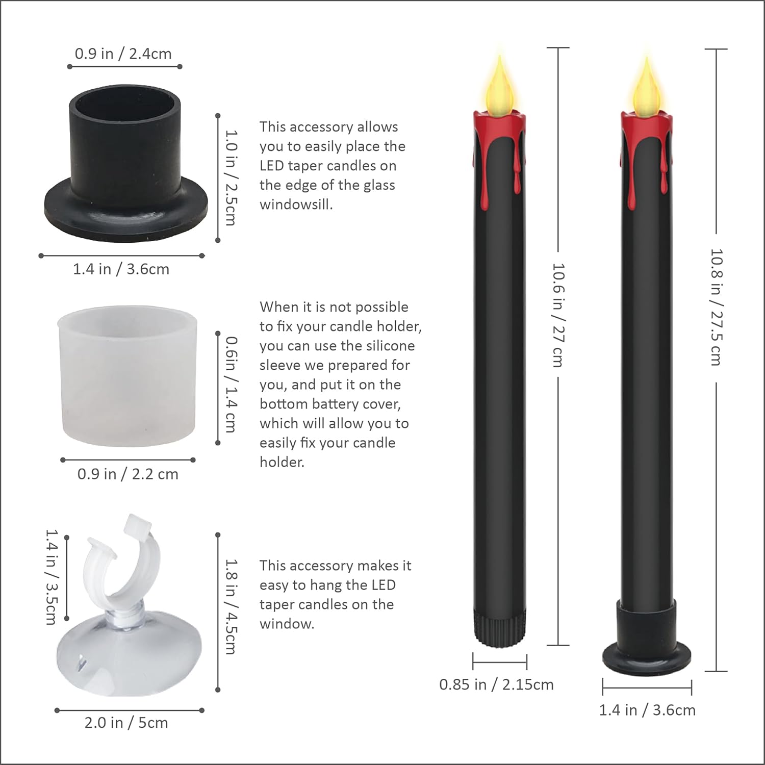 Halloween LED Flameless Taper Candles 6 Pcs with Remote Timer