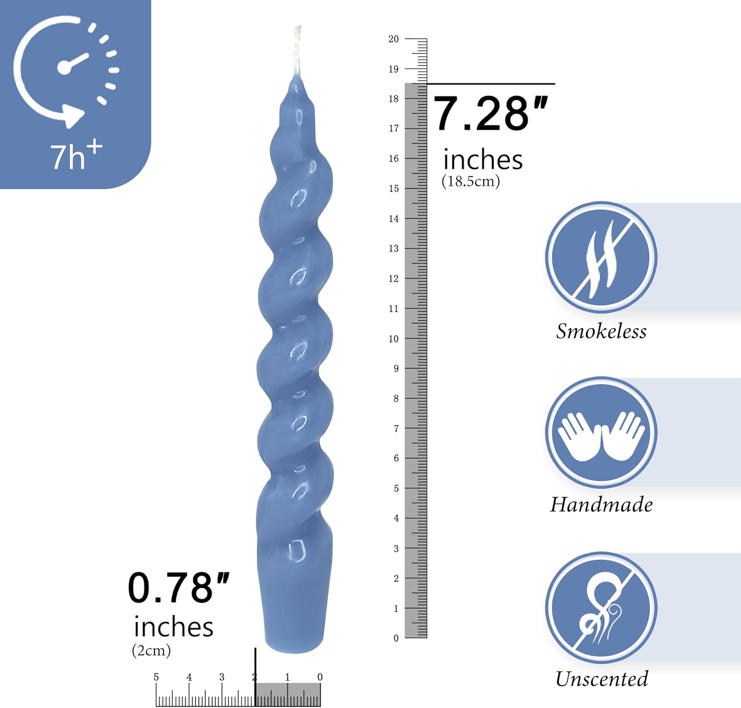75 Inch Spiral Taper Candles Set of 4 Dark Blue