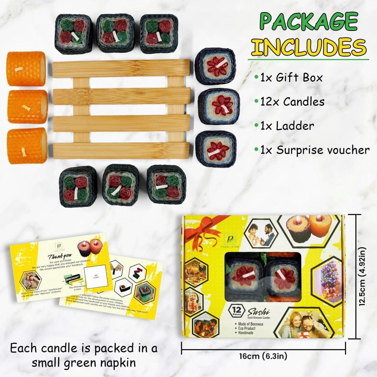 Fun Birthday Sushi Candle Gift Set 12pcs