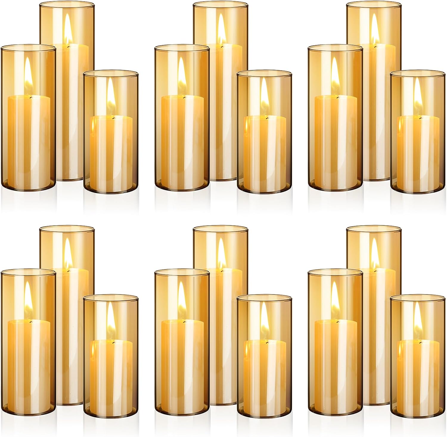 Shihanee 36 Pcs Pillar Candles and Glass Vases Set 1