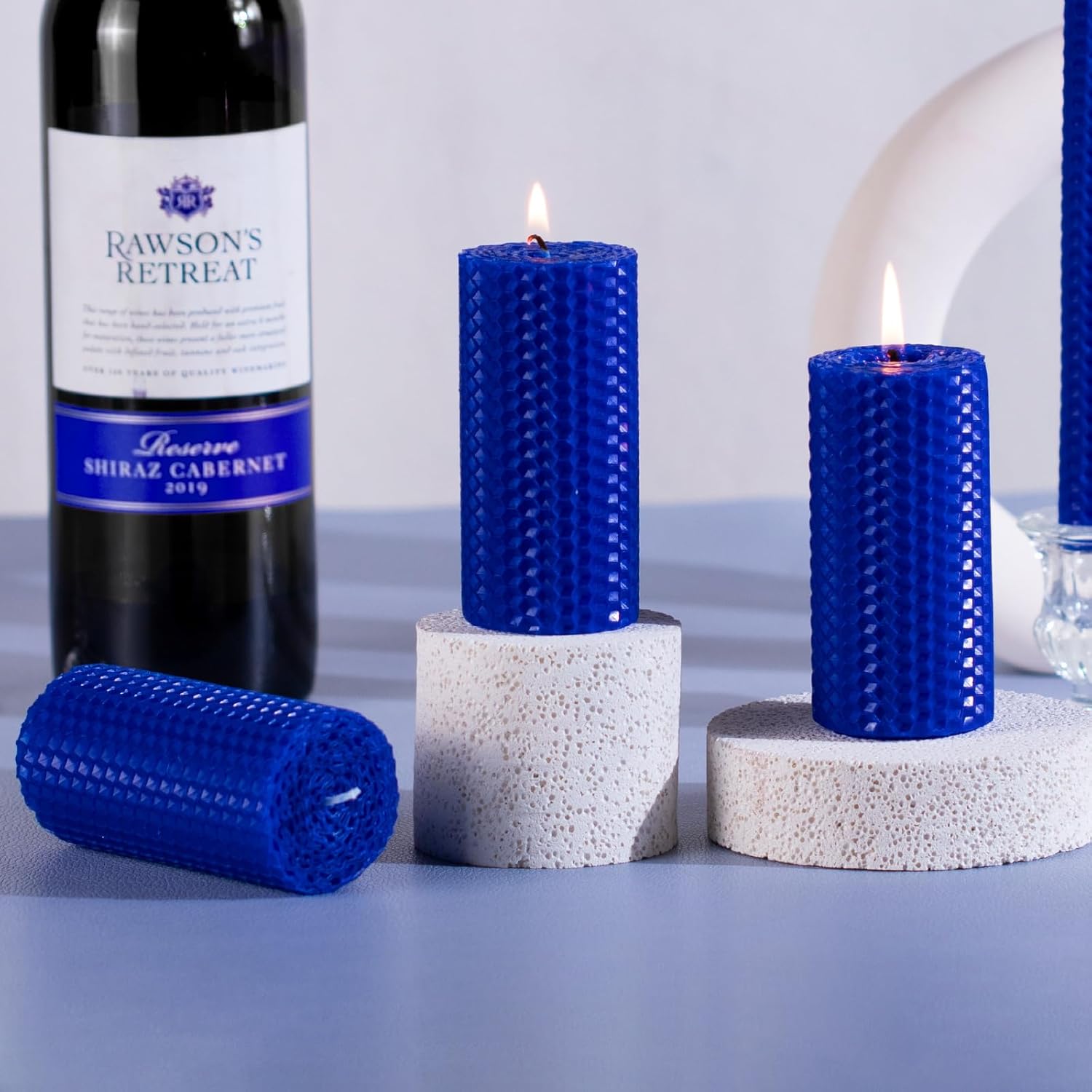 KONNI Beeswax Pillar Candles Set of 3 2x4 Inches Unscented