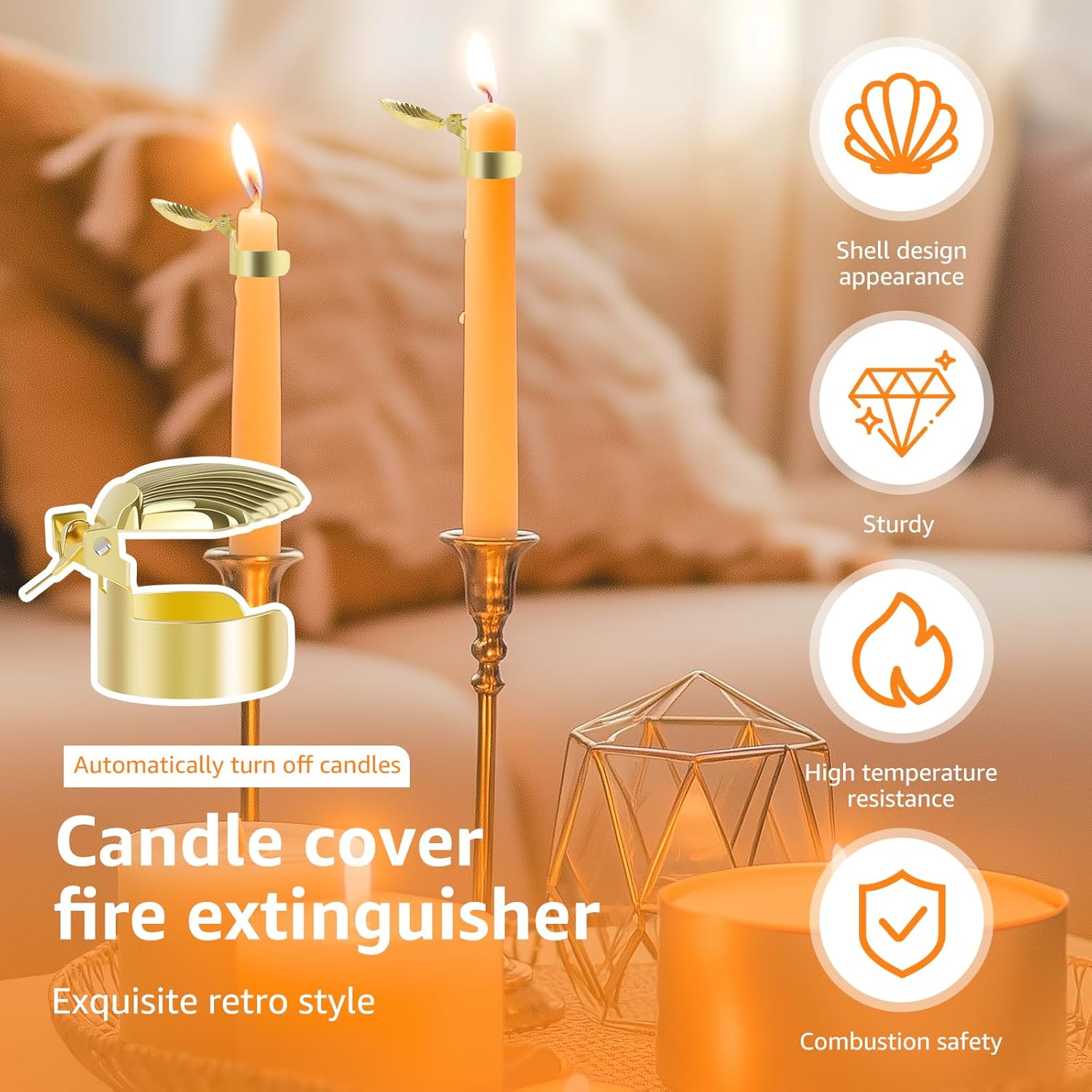 4 Pcs Shell Shape Metal Candle Snuffer Set