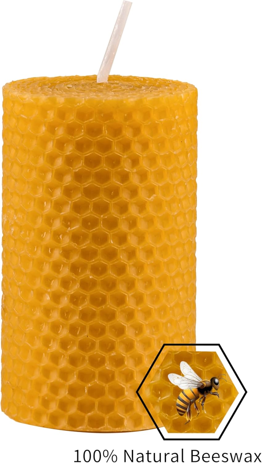 Beeswax Pillar Candles Bulk Set of 9 Handmade Natural