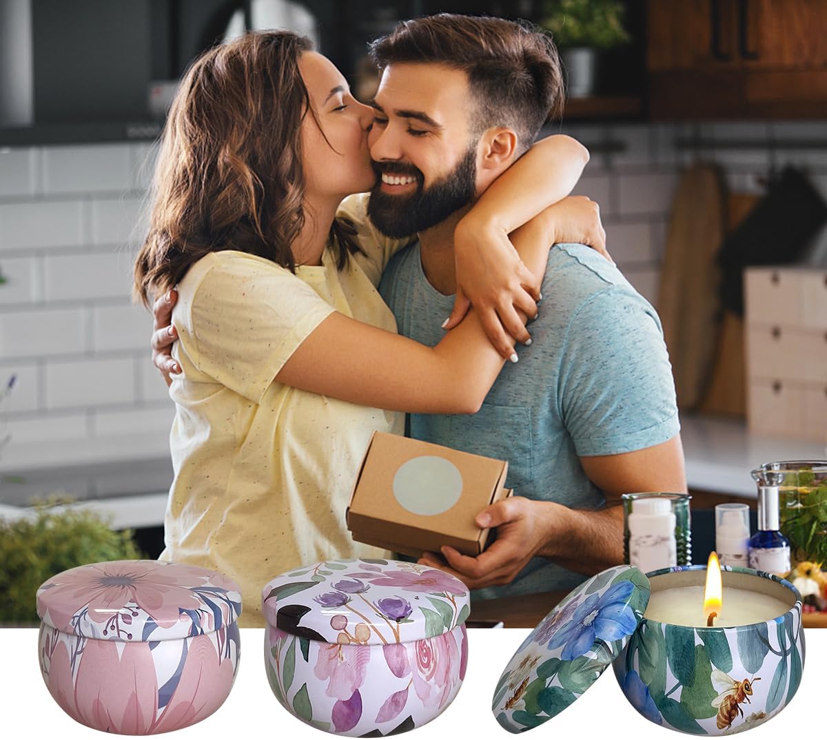 3 Pack Ladies Candles Set Rose Jasmine Magnolia Scented Jar Candles