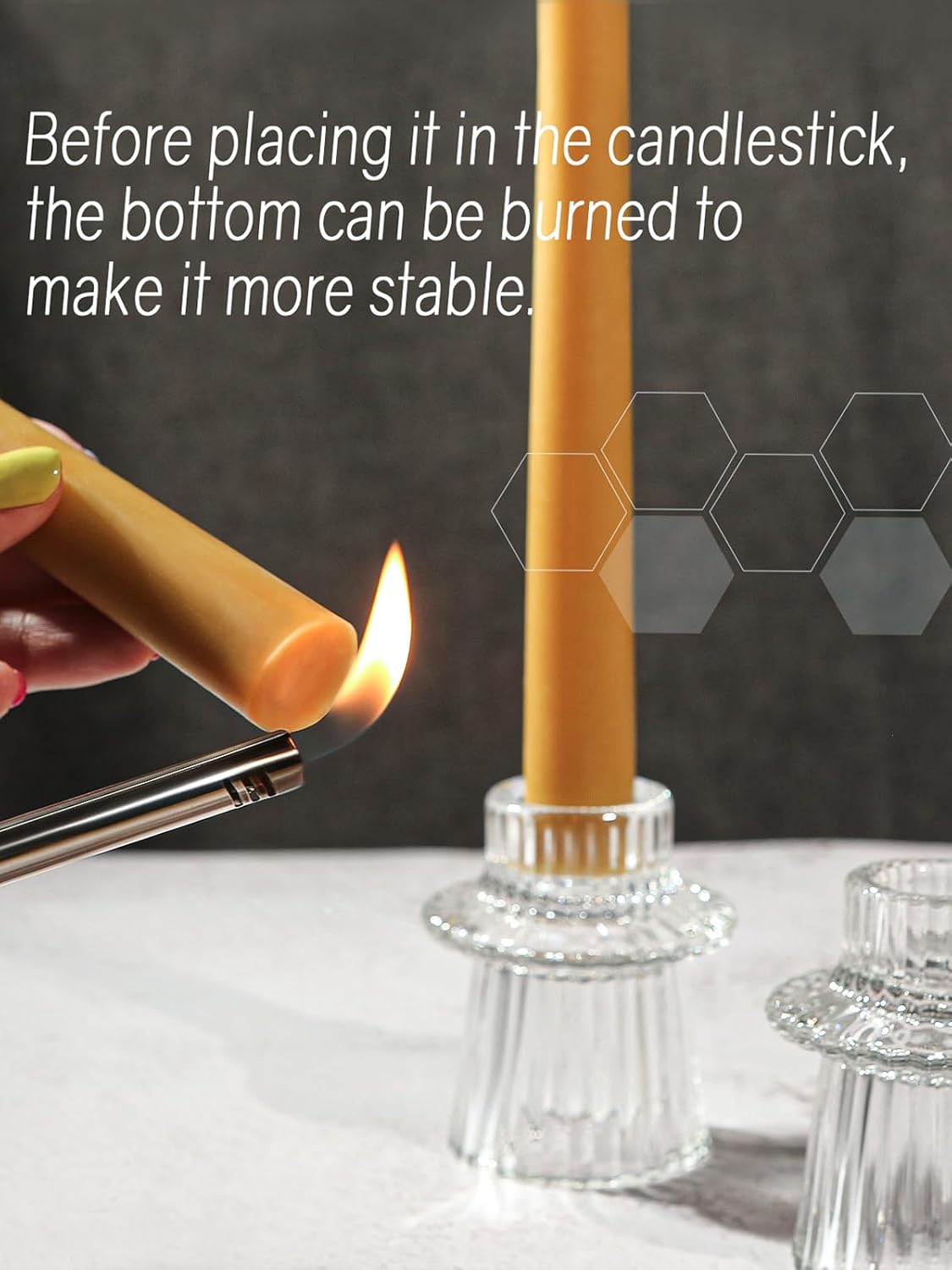 10 Inch Beeswax Taper Candles 6 Pack Natural Smokeless