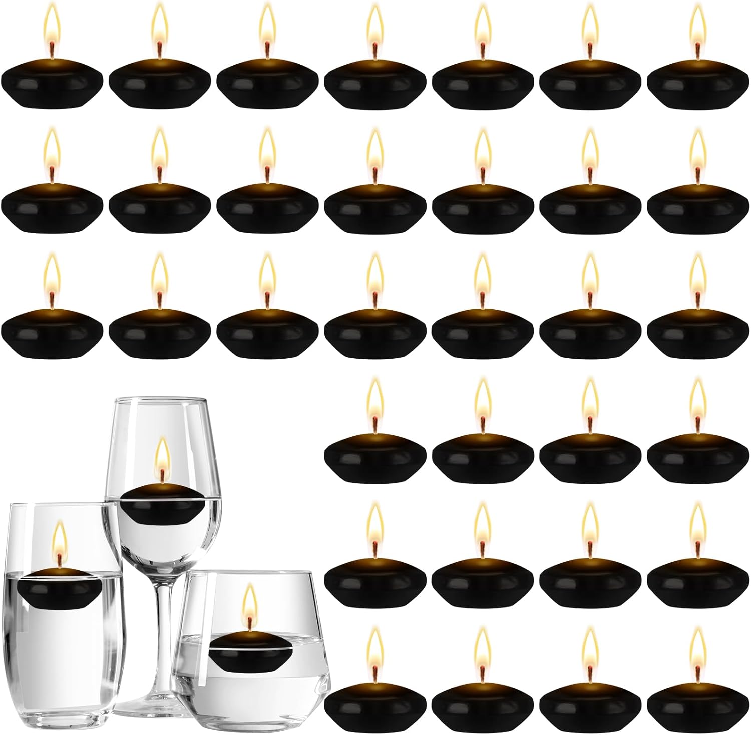Nuanchu 30 Pcs 15 Inch Unscented Floating Candles for Centerpieces