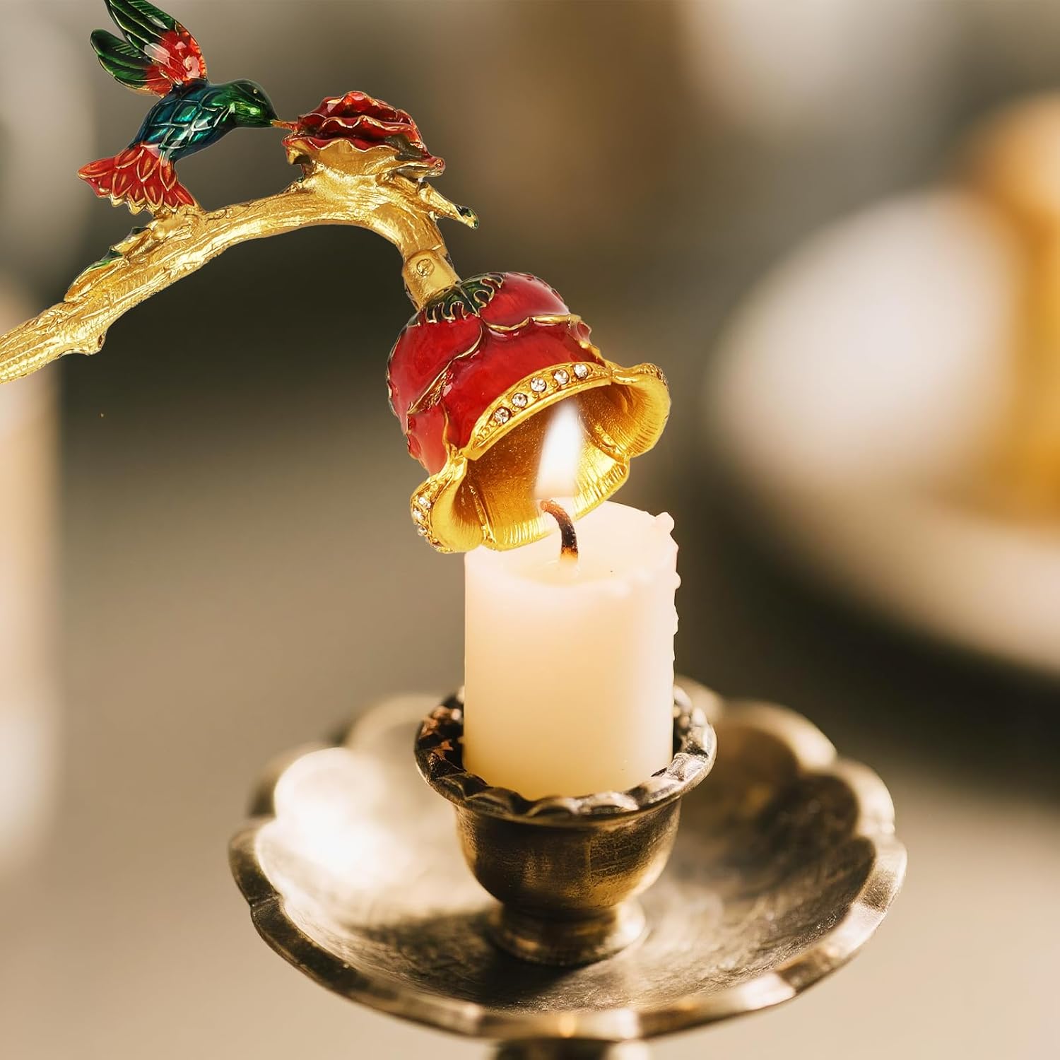 Elegant Royal-Style Candle Snuffer with Pearl Inlay