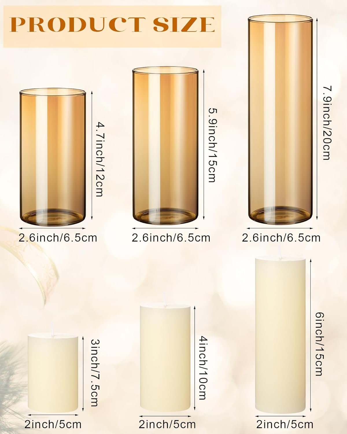 Shihanee 36 Pcs Pillar Candles and Glass Vases Set 1