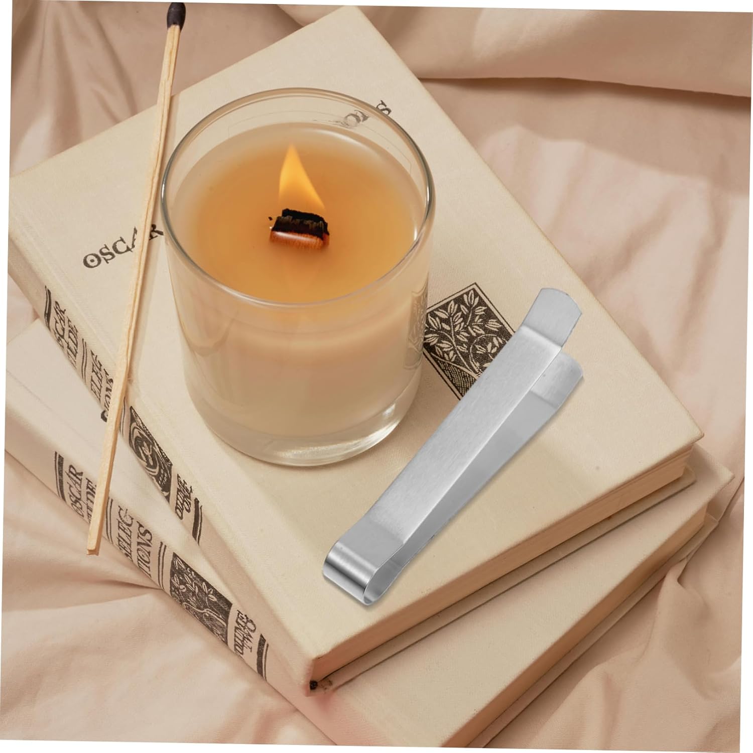 ORFOFE Candle Snuffer Clip 4pcs Steel Wick Extinguisher