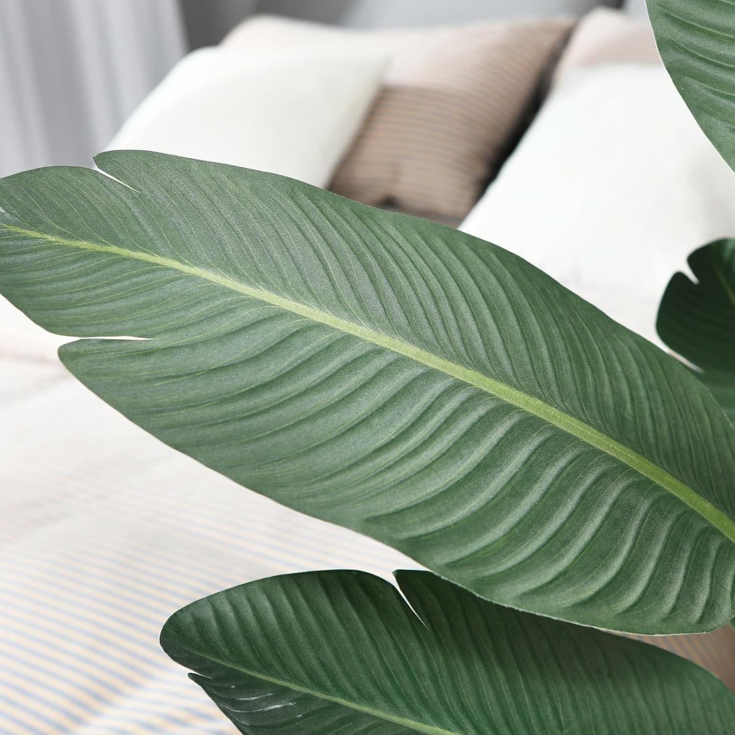Artificial Bird of Paradise Plant 4 Ft with White Taper Planter