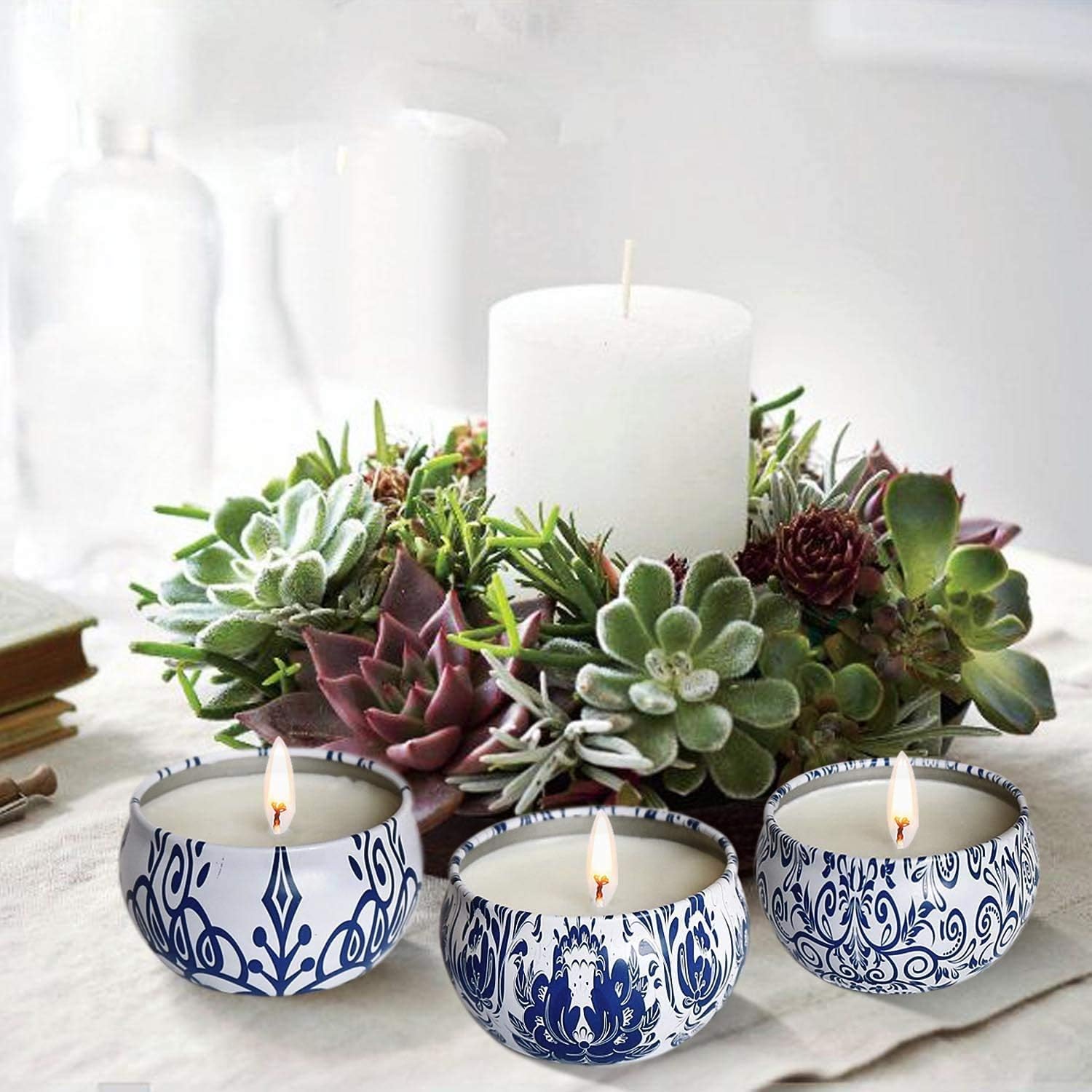 JHENG Set of 16 Soy Wax Aromatherapy Candles with Lid