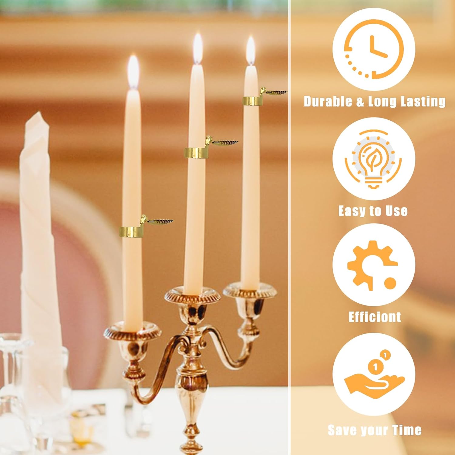 Automatic 10pcs Candle Snuffer in Gold Metal Shell