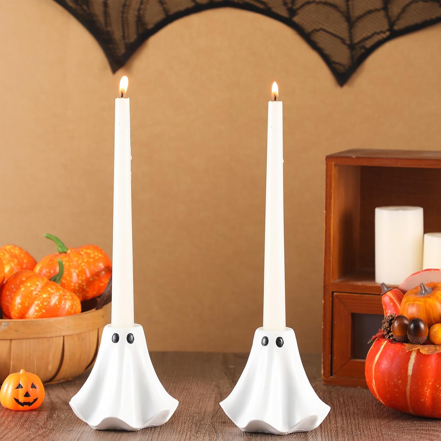 2 Pcs Halloween Ghost Candle Holders