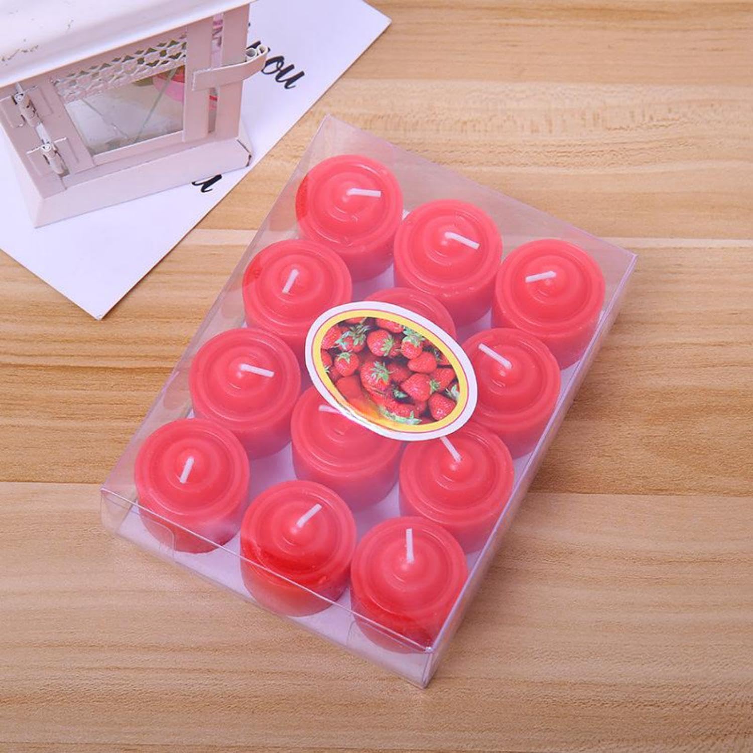 Santiyis Red Tea Light Candles 12 Pack Wedding Home Use