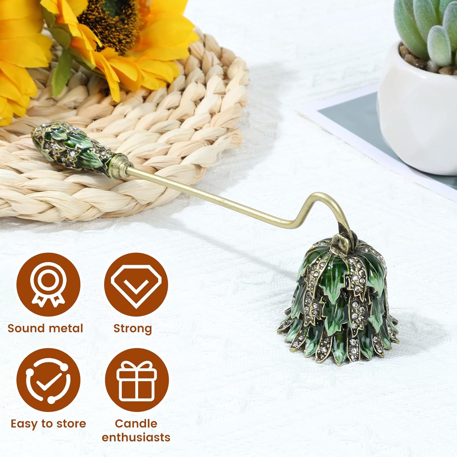 Retro Candle Snuffer with Long Handle and Flower Shape Design