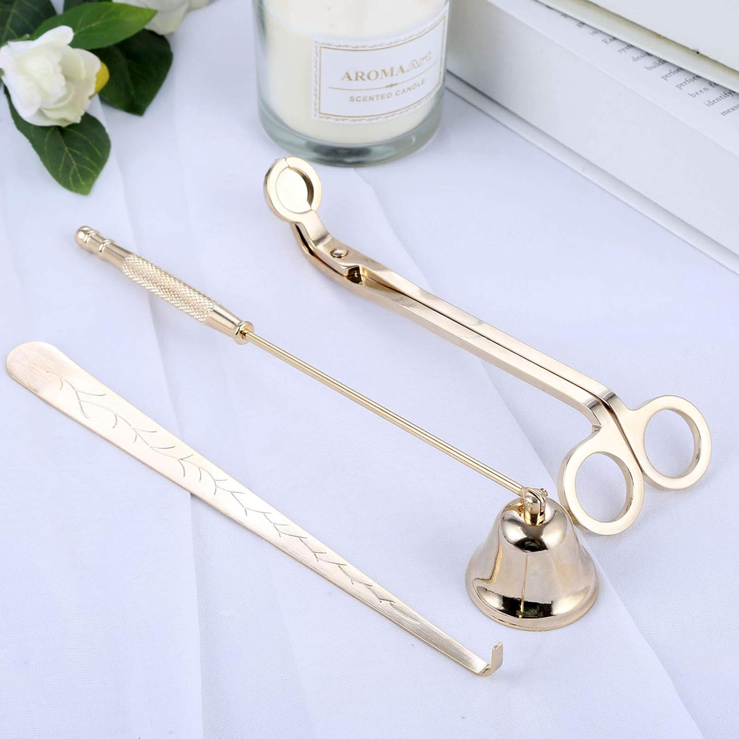 MUXSAM 3 in 1 Candle Tools Set - Candle Snuffer Wick Trimmer Dipper