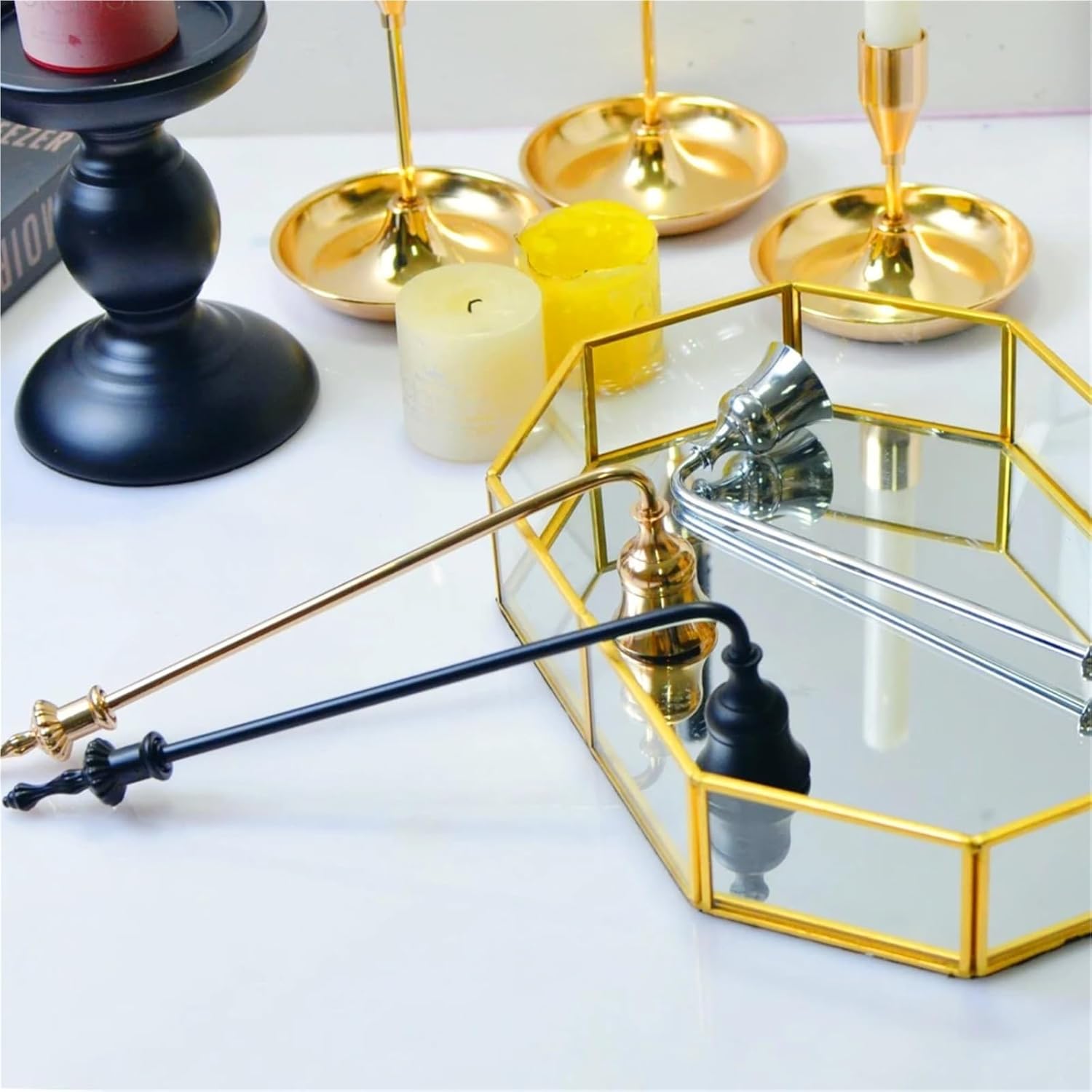 6Pcs Long Handle Metal Candle Snuffer Black