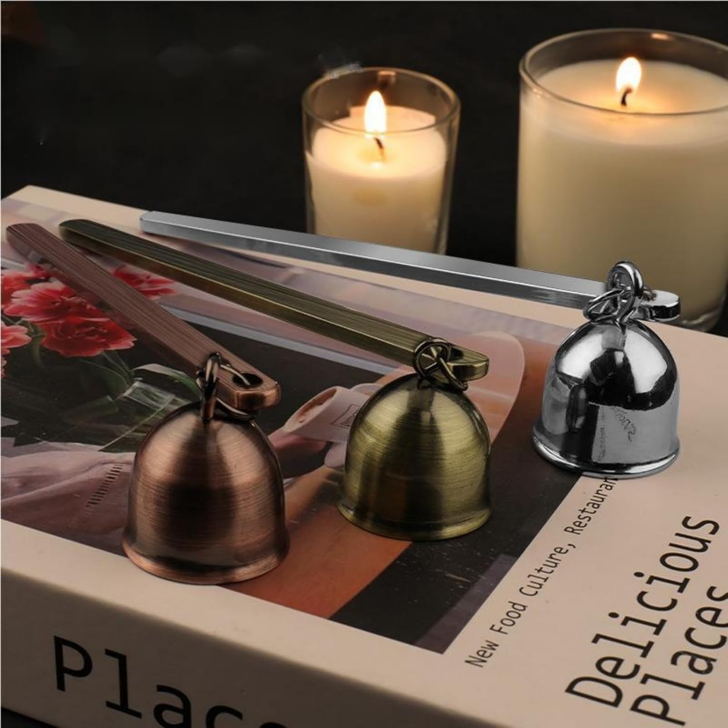 Red Copper Candle Snuffer with Long Handle